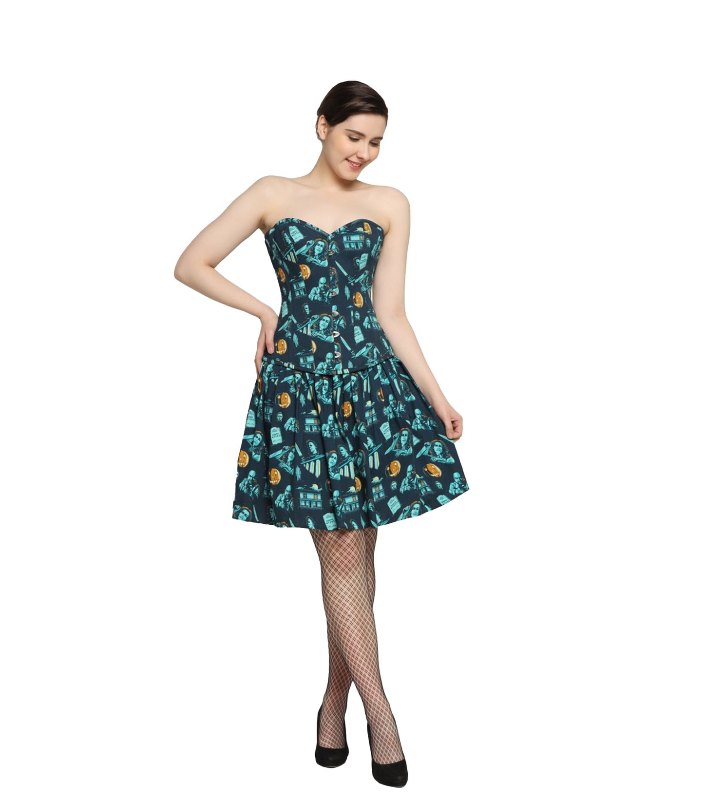 killerman printed Waist Reducing Overbust Corset Dress