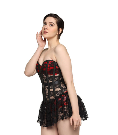 Black Mesh Corset Mini Dress