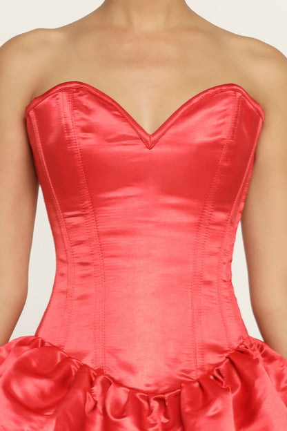 Red Satin Corset Dress