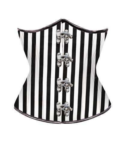 Black White Strip waist reducing underbust corset