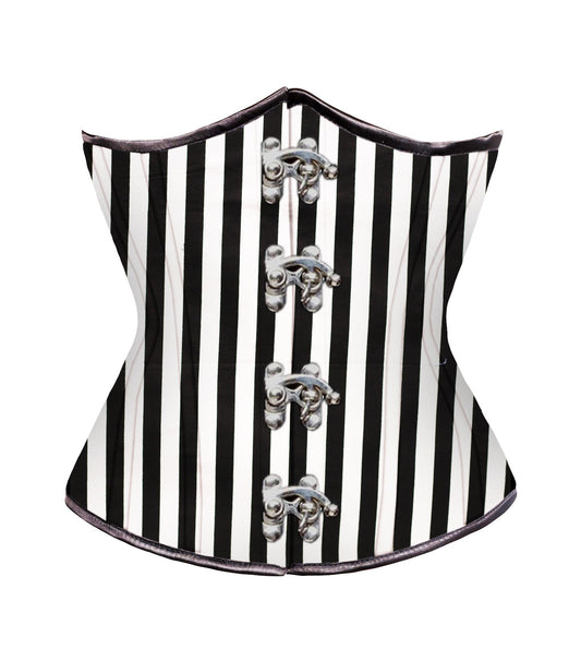 Black White Strip waist reducing underbust corset