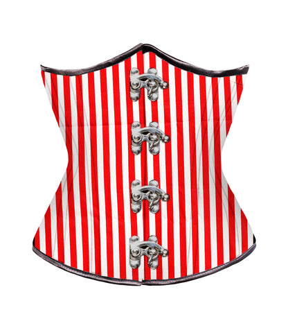 Red White Strip waist reducing underbust corset