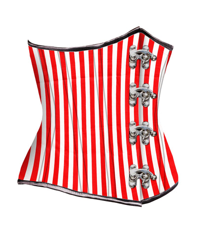 Red White Strip waist reducing underbust corset