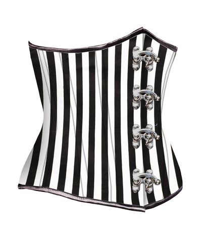 Black White Strip waist reducing underbust corset