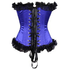 Treaty Satin Lily Fashion Blue Overbust Corset - Corset Revolution