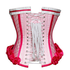 AUTHENTIC STEEL BONED PINK SATIN OVER BUST CORSET - Corset Revolution