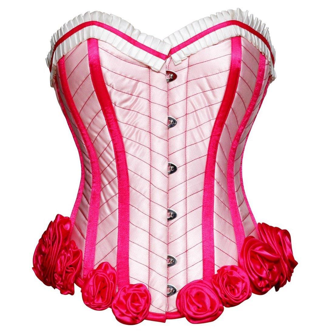 AUTHENTIC STEEL BONED PINK SATIN OVER BUST CORSET - Corset Revolution