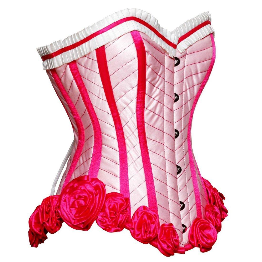 AUTHENTIC STEEL BONED PINK SATIN OVER BUST CORSET - Corset Revolution