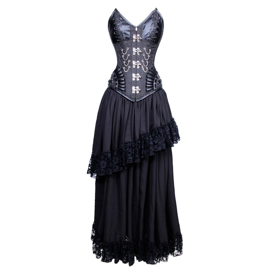 Jacobina Gothic Authentic Steel Boned Overbust Corset Dress - Corset Revolution