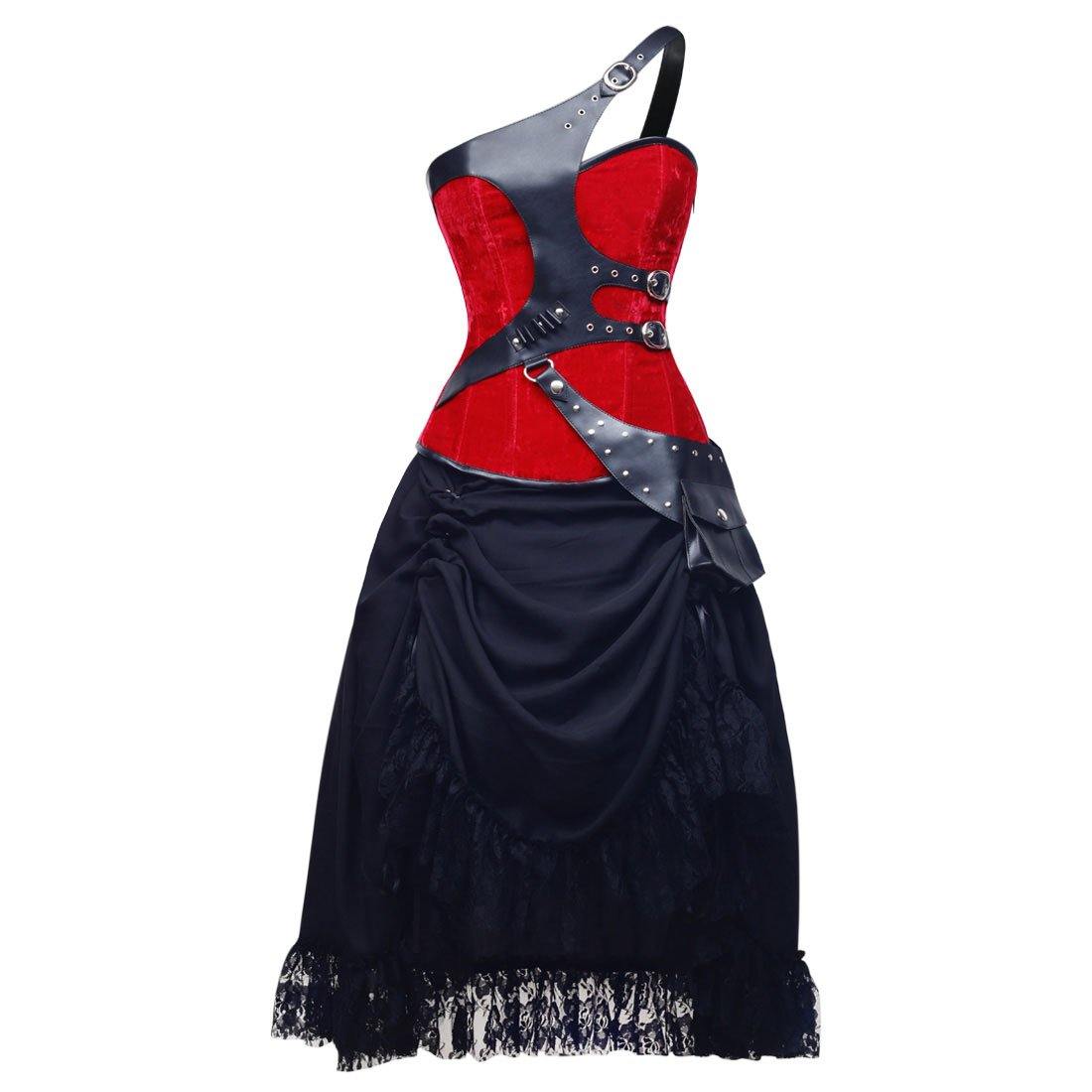 Vigne Steel Boned Gothic Corset Dress - Corset Revolution