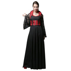 Michela Gothic Round Neck Long Dress - Corset Revolution