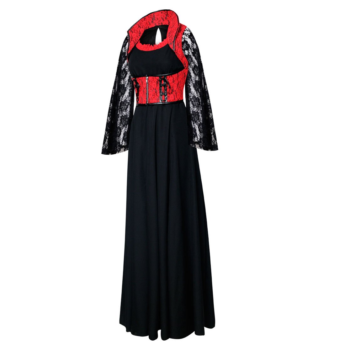 Michela Gothic Round Neck Long Dress - Corset Revolution