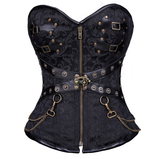 Tamiko Steampunk Overbust Corset Black - Corset Revolution