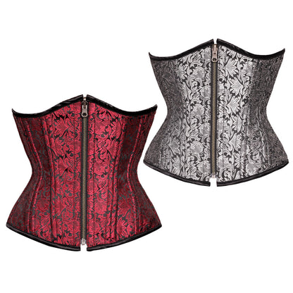 Sallivc Maroon Authentic Steel Boned Reversible Waist Training Underbust Corset - Corset Revolution