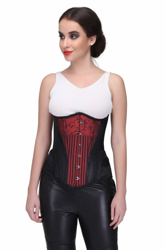 Oralee Red Classy Underbust Satin Corset - Corset Revolution