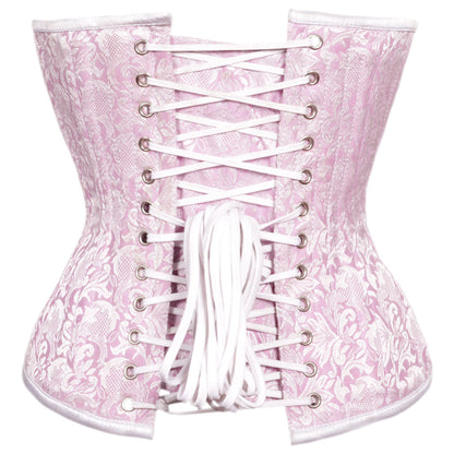 Viola Light Pink Authentic Steel Boned Waist Reducing Underbust Corset - Corset Revolution