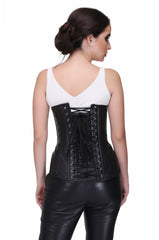 Authentic Steel Boned Sheep Napa Leather Waist Training Overbust Corset - Corset Revolution