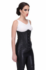 Authentic Steel Boned Sheep Napa Leather Waist Training Overbust Corset - Corset Revolution