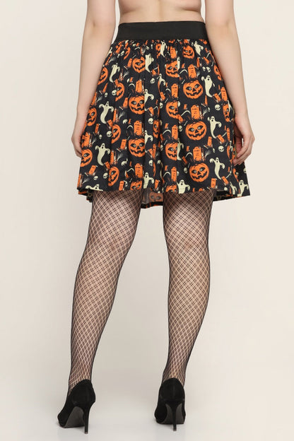 Pumpkin ghost printed Skirt