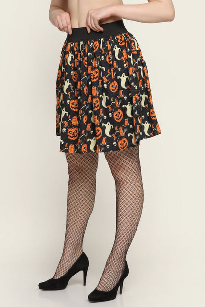 Pumpkin ghost printed Skirt