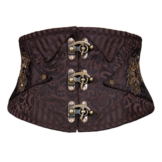 Ignacio Steampunk Corset Belt Coffee Black - Corset Revolution