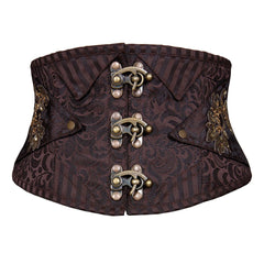 Ignacio Steampunk Corset Belt Coffee Black - Corset Revolution