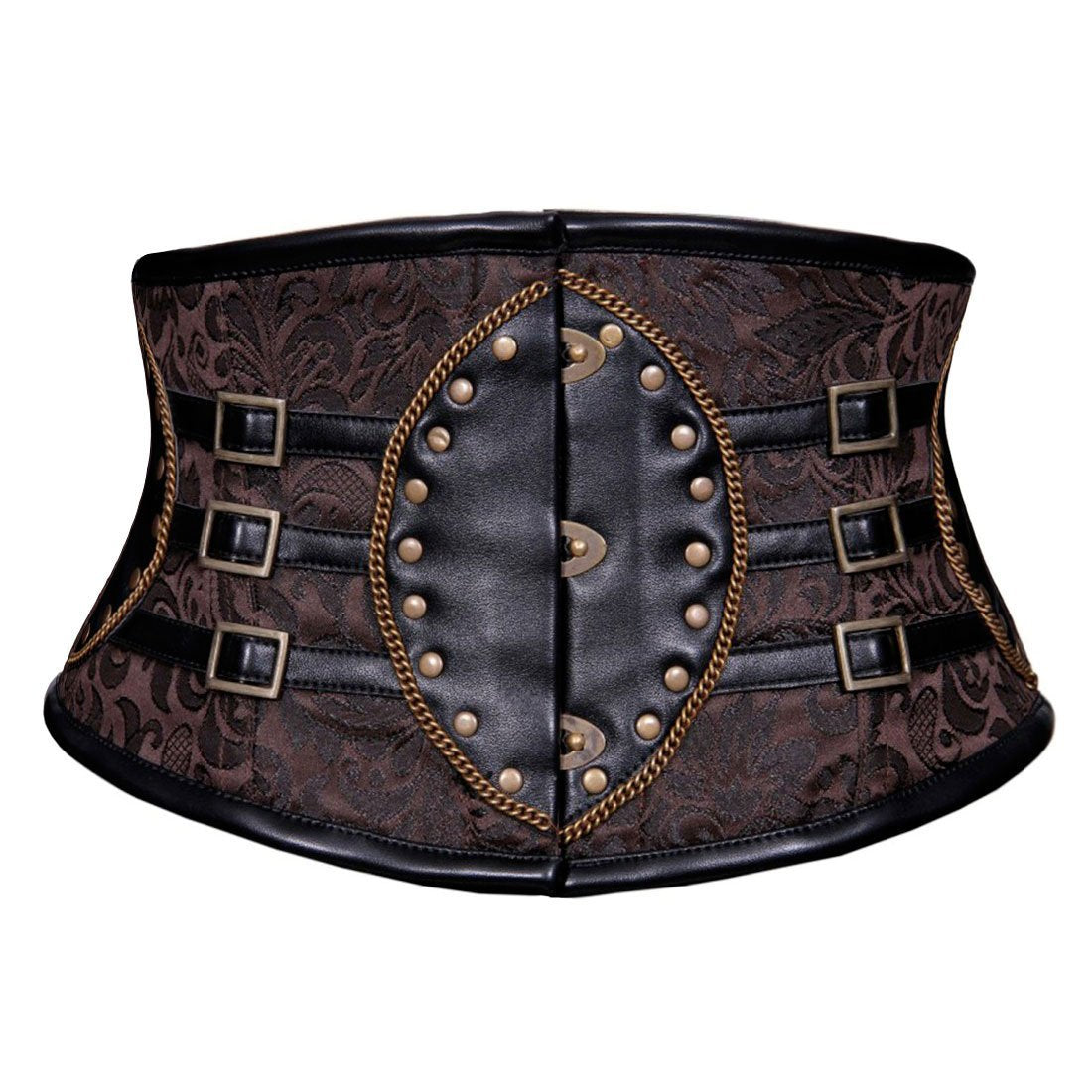 Sanaa Steampunk Corset Belt Coffee Black - Corset Revolution