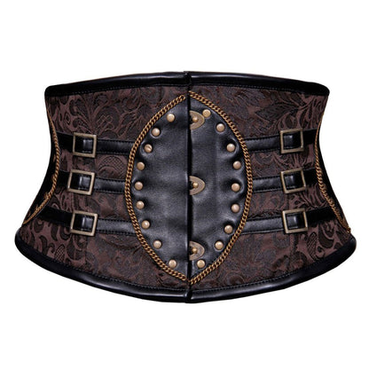 Sanaa Steampunk Corset Belt Coffee Black - Corset Revolution