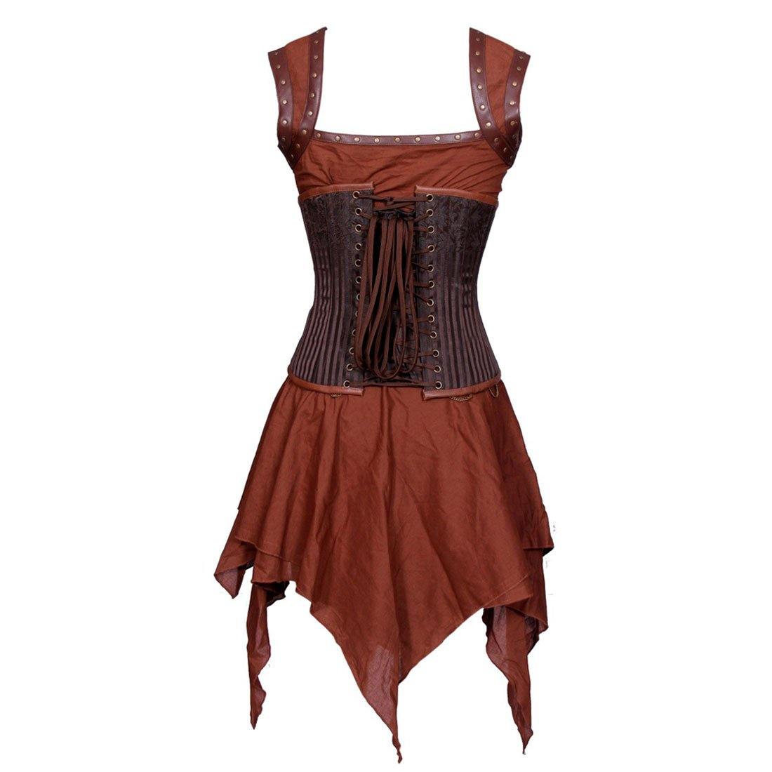 Xochit Steampunk Authentic Steel Boned Underbust Corset Dress - Corset Revolution