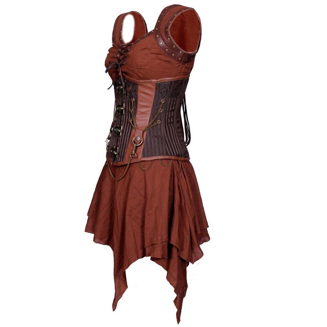 Xochit Steampunk Authentic Steel Boned Underbust Corset Dress - Corset Revolution