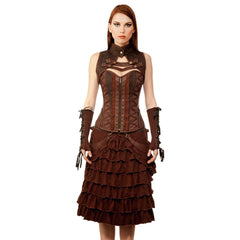 Taanach Steampunk Authentic Steel Boned Overbust Corset Dress - Corset Revolution