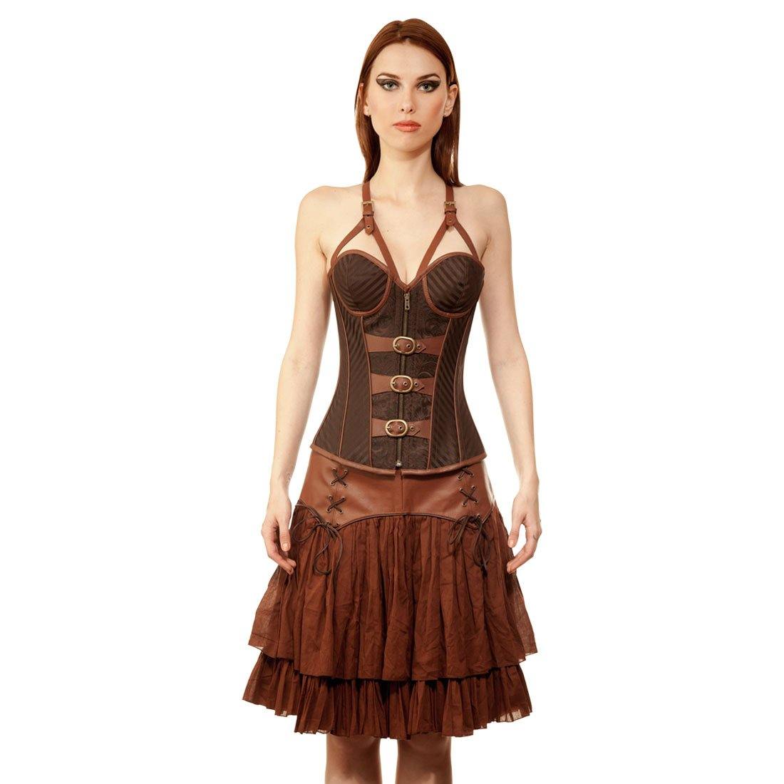 Taaveti Steampunk Authentic Steel Boned Overbust Corset Dress - Corset Revolution