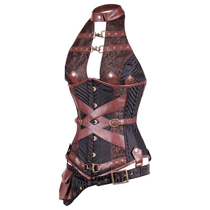 Eunice Steam Punk Underbust Corset with Halter Bustier - Corset Revolution