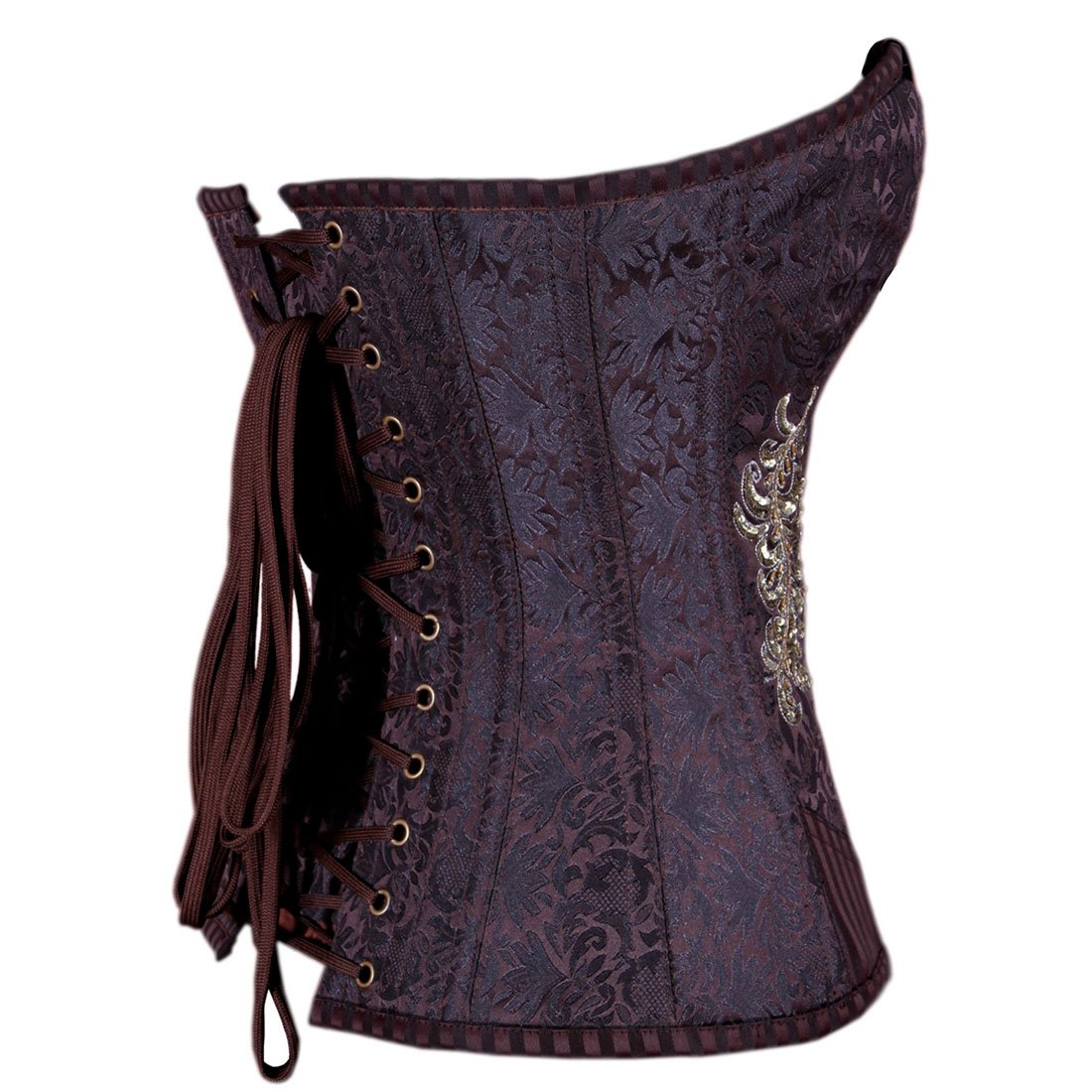 Steampunk Overbust Corset Coffee Black - Corset Revolution