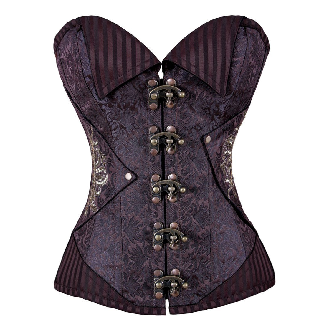 Steampunk Overbust Corset Coffee Black - Corset Revolution