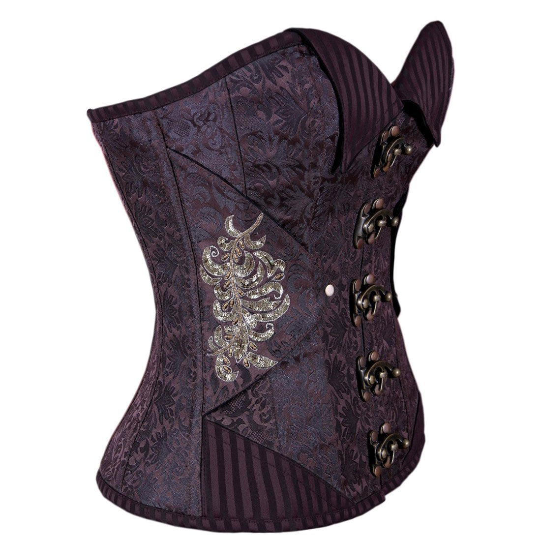 Steampunk Overbust Corset Coffee Black - Corset Revolution