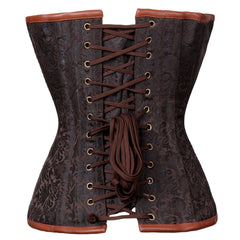 Olalla Steampunk Overbust Corset Coffee Black - Corset Revolution