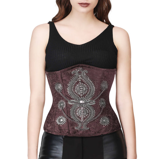 The EMBALISHED UNDERBUST WAISTREDUCING STEAMPUNK BROWN CORSET