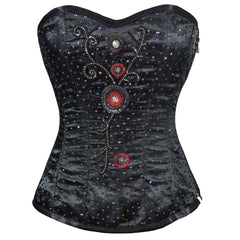 Ruby Front Close Sequined Overbust Corset - Corset Revolution