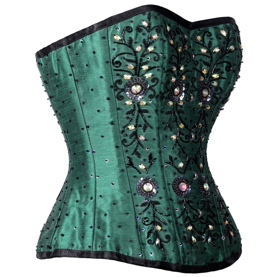 Tanith Silk Beaded Sequined Overbust Corset - Corset Revolution