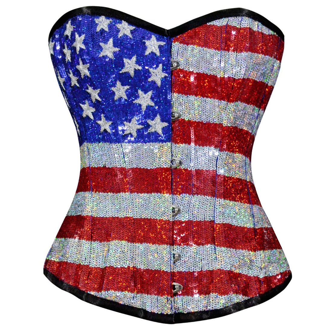 Vespera Couture Authentic Overbust Corset in US Flag Design - Corset Revolution