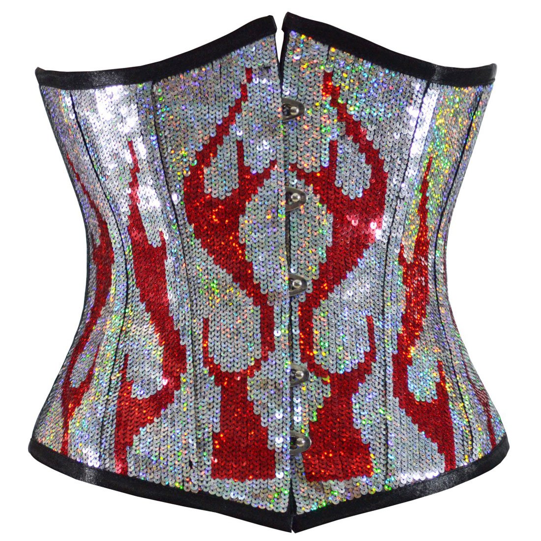 Burning Desire Red Silver Underbust Corset - Corset Revolution