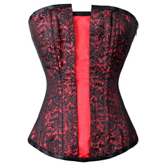 Vasilisa Overbust Black/Red Flap Authentic Overbust Corset - Corset Revolution