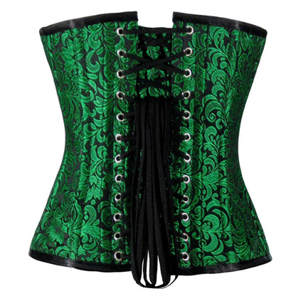 Urania Authentic Overbust Corset Black Green - Corset Revolution