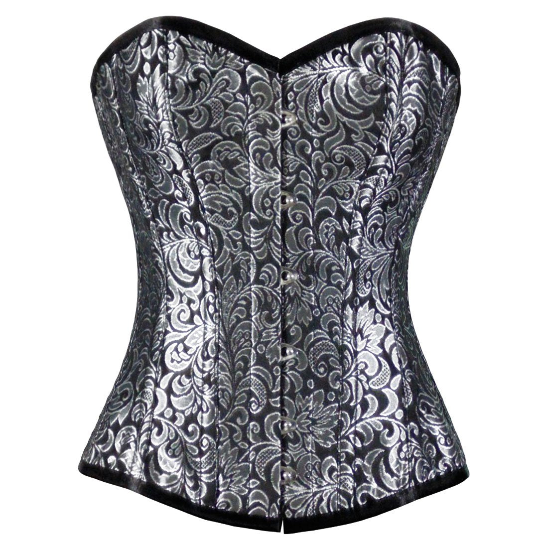 Urania Authentic Overbust Corset Black Silver - Corset Revolution