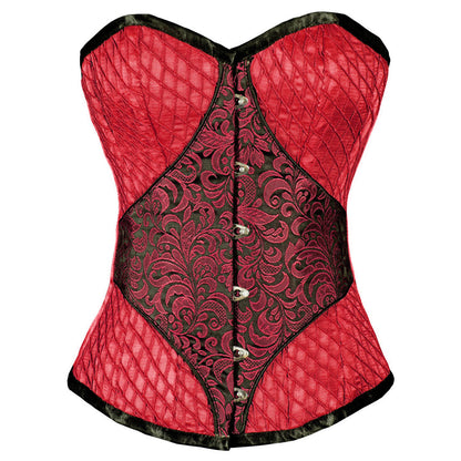 Pintex Satin Brocade Diamond Green Authentic Overbust Corset - Corset Revolution