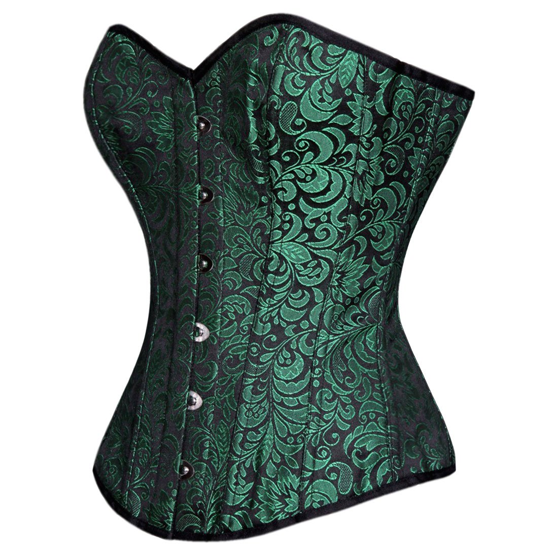 Yadira Acrylic Boned Black_Green Fashion Overbust Corset - Corset Revolution