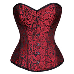 Yudita Plastic Boning Black_Red Overbust Corset - Corset Revolution