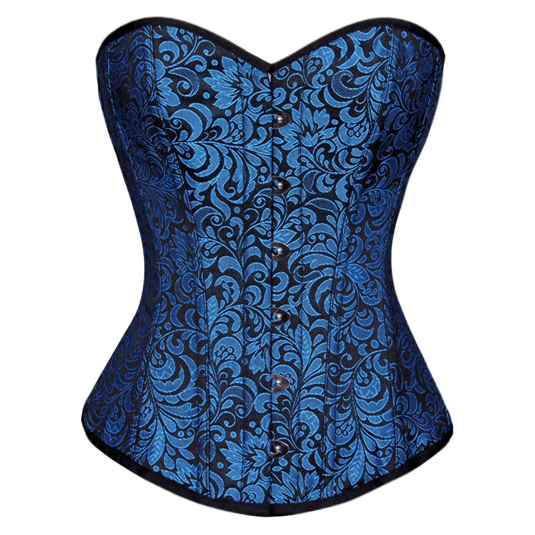 Yadira Acrylic Boned Black Turquoise Fashion Overbust Corset - Corset Revolution