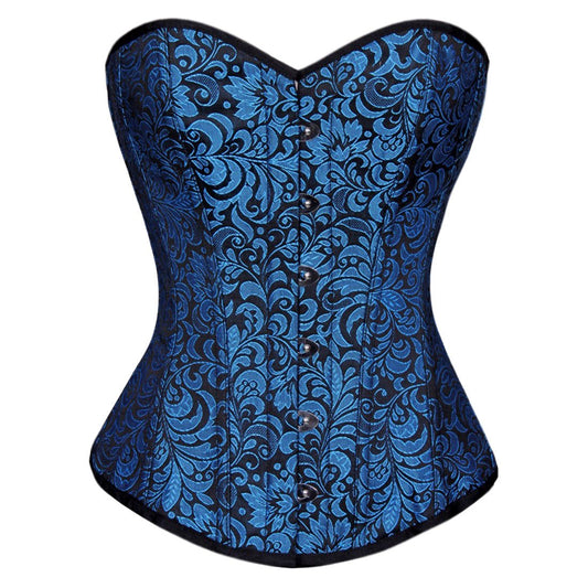 Yadira Acrylic Boned Black Turquoise Fashion Overbust Corset - Corset Revolution